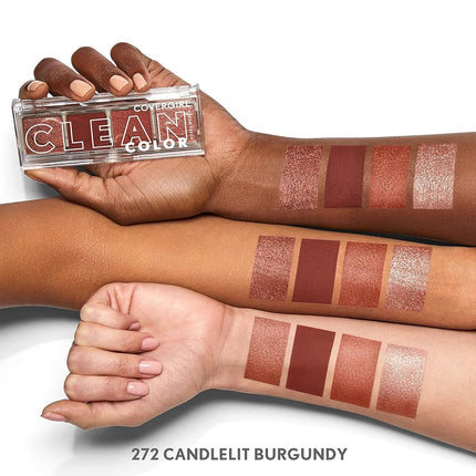 COVERGIRL - Clean Fresh Clean Colour Quad - Clean and vegan formula without talc, mineral oil, parabens and fragrance, highly pigmented eyeshadow palette - Candlelit Burgundy - 272