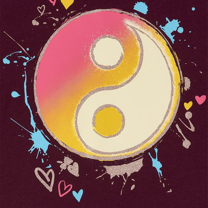 The Children's Place Girls' Dino Long Sleeve Graphic T-Shirts, Yin Yang/Peace Sign 2-Pack, X-Large