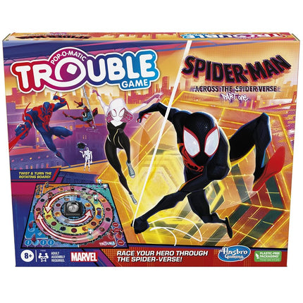 Trouble: Spider-Man Across The Spider-Verse Part One Edition Game for Marvel Fans, Ages 8+, Game for 2-4 Players, with Rotating Gameboard