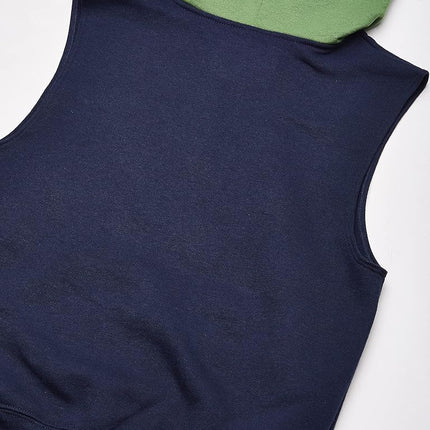 Fruit of the Loom Boys' Fleece Full Zip Sleeveless Vest, Ghost Navy/Gametime Green/Charcoal Heather, Large