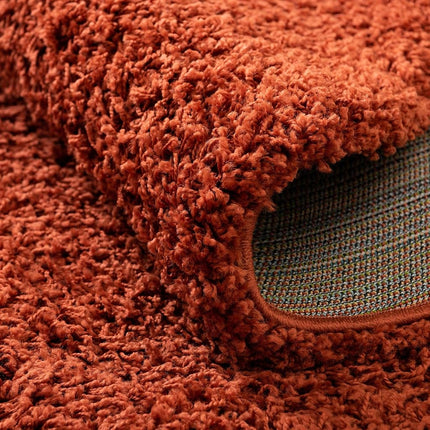 Unique Loom Solo Solid Shag Collection Area Modern Plush Rug Lush & Soft (3' 3" x 3' 3" Round, Terracotta)