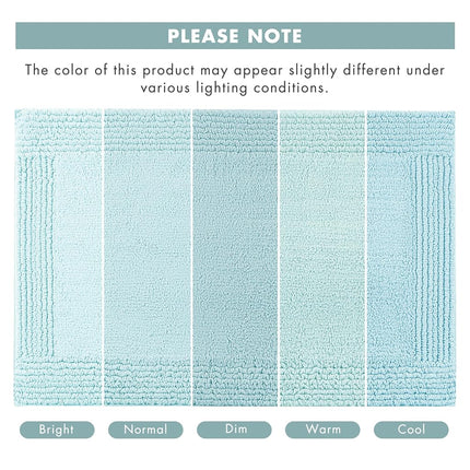 MADISON PARK SIGNATURE Splendor Reversible 100% Cotton Tufted Bathroom Rug-3000 GSM Hotel Quality Luxurious Plush High Pile Bath Mat Absorbent, Quick Dry, Shower Room Décor, 21x34, Blue