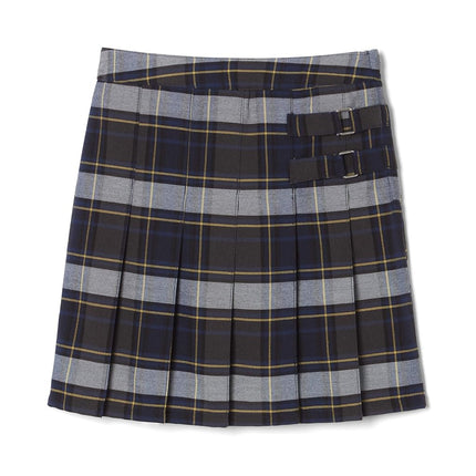 French Toast Little Girls' Plaid Pleated Scooter, Blue/Gold Plaid, 6