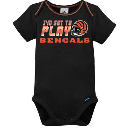 Paquete de 3 bodys de manga corta NFL, Niño azul Cincinnati Bengals, 18 meses