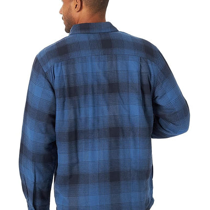 Wrangler Authentics Men's Long Sleeve Sherpa Lined Flannel Jacket Shirt, Admiral Blue, L UK