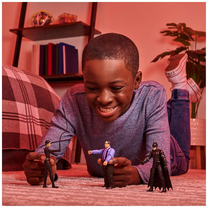 DC Comics Batman 3-Pack with Exclusive 4' Batman, Selina Kyle, The Penguin Action Figures, 3 Accessories