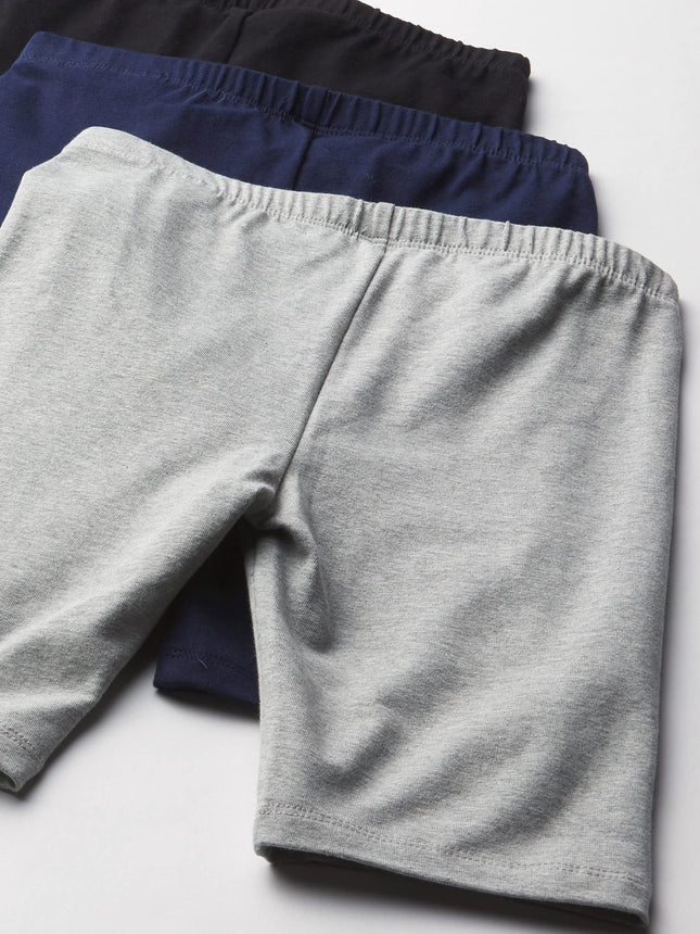 The Children's Place Girls' Mix and Match Bike Shorts 3-Pack, Black/H Gray/Tidal 3 Pack, X-Small