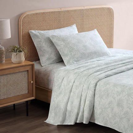 Tommy Bahama - King Sheets, Cotton Percale Bedding Set, Crisp & Cool, Stylish Home Decor (Pen and Ink Palm Green, King)