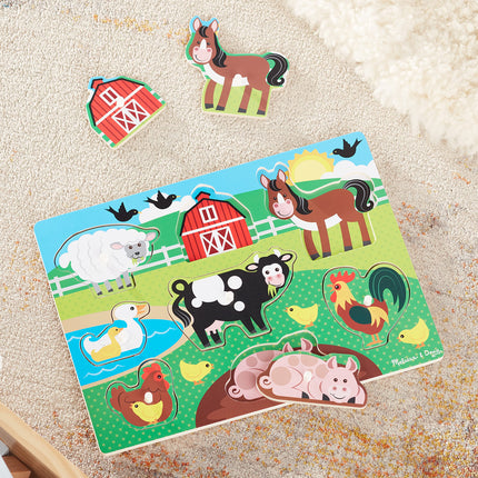 Melissa & Doug Rompecabezas de granja con clavijas