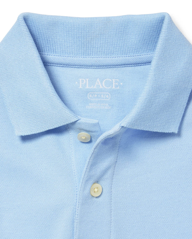 The Children's Place Boys' Uniform Long Sleeve Pique Polo, Brook, XXL (16)