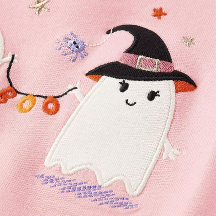 Gymboree Girls' and Toddler Embroidered Graphic Short Sleeve T-Shirts, Pink Ghost, 5T
