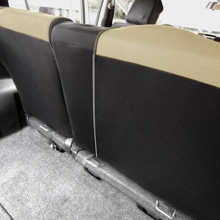 FH Group Back Seat Cloth Car Seat Covers - Universal Fit Rear Seat Covers for Cars with Rear Split Bench, Car Interior Accessories for SUV, Sedan, Van, Beige