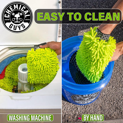 Chemical Guys Chenille Premium Scratch-Free Microfiber Wash Mitt for Car Washing - Lime Green, Ultra-Soft Car Wash Glove, Swirl-Free Finish, Safe for Trucks, SUVs, Motorcycles, and More