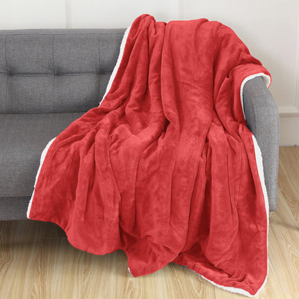 Elegant Comfort Reversible, Solid Sherpa Throw Bla