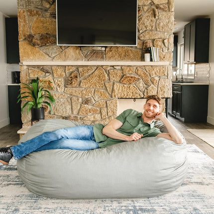 Big Joe 0002658 Media Lounger Foam Filled Bean Bag Chair, Fog Lenox