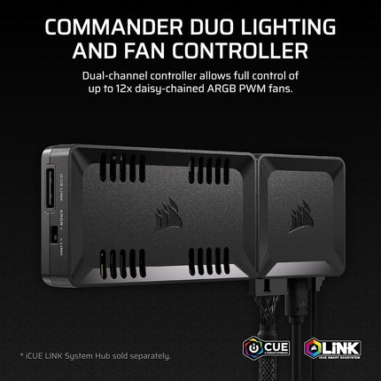 CORSAIR COMMANDER DUO iCUE LINK RGB Lighting and PWM ARGB Fan Controller – Control 12 Daisy-Chained PWM Fans, Two Flexible Temperature Sensors Included – Black