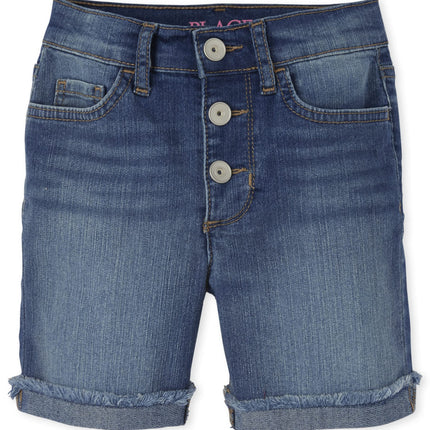 Denim Midi Shorts, Fray Cuff Josephine Wash, 8