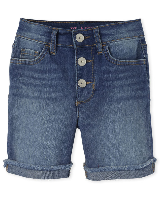 Denim Midi Shorts, Fray Cuff Josephine Wash, 8