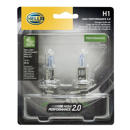 HELLA H1 2.0TB High Performance Bulb, 12V, 55W, 2 Pack