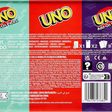 Mattel Games UNO Card Game with 2 Add On Packs with Storage Tin