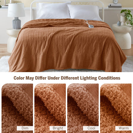 Serta Heated Blanket, Electric Twin Size Blanket, Soft, Warm, Fuzzy Heating Blanket Twin for Office, Couch, 1-12 hr Auto Shut Off Timer, 10 Lv Heat Setting, ETL Certified, Twin 62" x 84" Rust