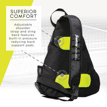 Franklin Sports Elite Performance Pickleball Sling Bag, Black/Optic Yellow