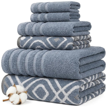 Amrapur Pacific Coast Textiles 6 Pc Yarn Dyed Towel Oxford Blue, 6-Piece