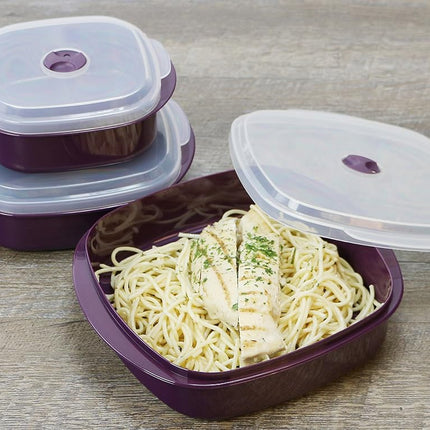 Reston Lloyd Calypso Basics by 6-Piece Microwave Cookware, Steamer and Storage Set, Plum