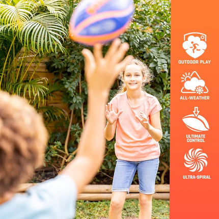 Nerf Spiral Grip Mini Football - Patented Spacelace for Ultimate Spirals - Machine Stitched Construction - Pump Included