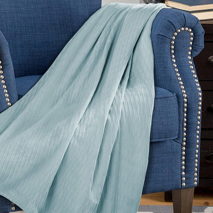 Superior 100% Cotton Thermal Blanket, Soft and Breathable Cotton for All Seasons, Bed Blanket and Oversized Throw Blanket with Luxurious Diamond Weave - King Size, Aqua