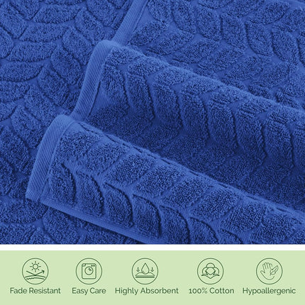 Juego de toallas Elegant Comfort Luxury de 6 piezas, 100 % algodón turco, jacquard trenzado, textura premium, calidad hotelera – Suaves y absorbentes, incluye 2 toallas de baño, 2 toallas de mano y 2 toallas para la cara, azul real