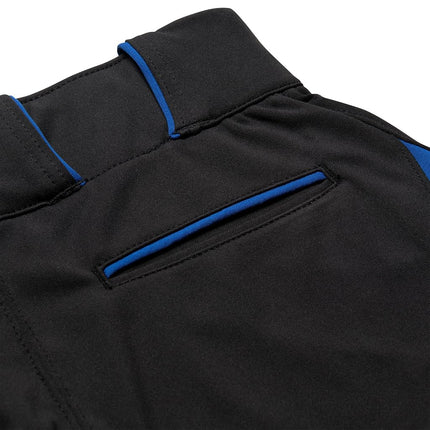 Pantalon de softball CHAMPRO Surge traditionnel taille basse pour homme avec liseré tressé de couleur contrastante, noir, royal, très grand