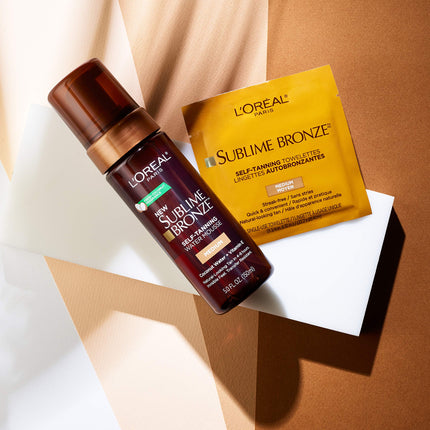 Toallitas autobronceadoras L'Oréal Paris Skincare Sublime Bronze sin sol, de secado rápido y sin rayas, 6 unidades.