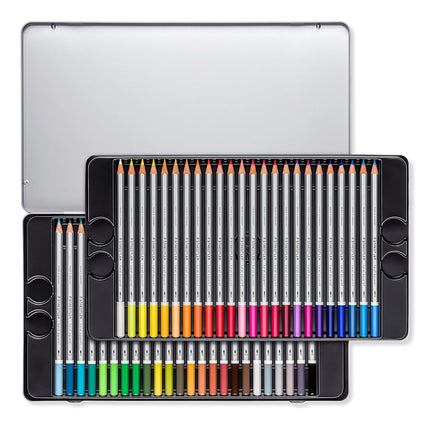 STAEDTLER 125 M48 Karat Aquarell Watercolour Colouring Pencil - Assorted Colours (Tin of 48 Pencils)