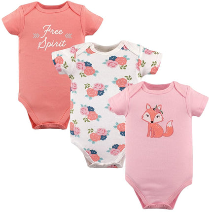 Hudson Baby Baby Infant Cotton Bodysuits, Free Spirit 3 Pack, 0-3 Months