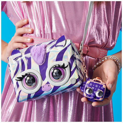 Purse Pets, Metallic Mood Rebel Stripez, Interactive Pet Toy and Crossbody Shoulder Bag with over 30 Sounds and Reactions, Kids Toys