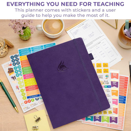 Clever Fox Teacher Planner – School Year Planner with Calendars & Lesson Plans – Book for Classroom & Homeschool Organization, A4 (Purple)