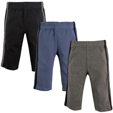 Hudson Baby Pantalons Bébé en Coton, Lot de 3, Noir, Bleu/Gris, 9-12 Mois