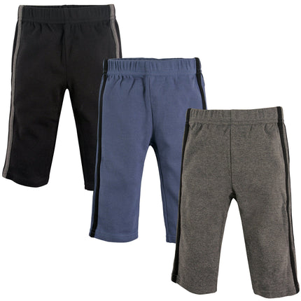 Hudson Baby Baby Cotton Pants, 3 Pack, Black, Blue