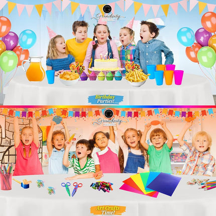 White 84" Round 12 Pack Premium Disposable Plastic Tablecloth 84 Inch Round Table Cover by Grandipity