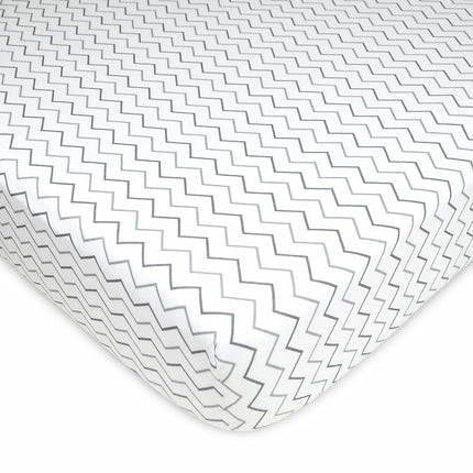 American Baby Company Printed 100% Cotton Jersey Knit Fitted Crib Sheet for Standard Crib and Toddler Mattresses, Grey Zig Zag, for Boys and Girls