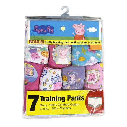 Peppa Pig Girls' Toddler Potty Training Pant and Starter Kit Includes Stickers and Tracking Chart Sizes 18m, 2t, 3t and 4t, 7-Pack Training Pant, 3T