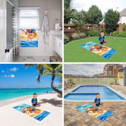 Franco AONELAS Serviette de plage super douce en coton pour enfants, 147 cm x 71 cm, Pat' Patrouille