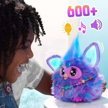 Furby Electronic Plush Toy with Sounds for Kids, Plush Toys, Interactive Talking Furby Collectible, 15 cm/6 inch, Soft to the Touch, Purple
