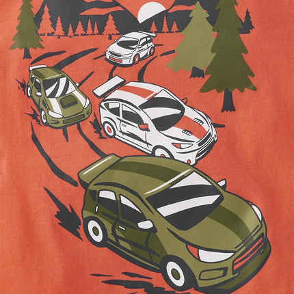 Camiseta gráfica de manga corta de 3 piezas para niño y niño pequeño de The Children's Place, diseño de coche de carreras/trío de coches de carreras/escena de coches de carreras, 3T