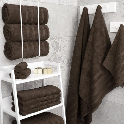 Juego de toallas de baño American Soft Linen de lujo de 4 piezas, toallas de baño turcas 100 % algodón para baño, toallas de ducha de baño extra grandes de 68,5 x 137 cm, toallas de baño marrones
