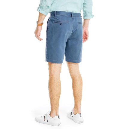 Nautica Men's Classic Fit Flat Front Stretch Solid Chino 8.5" Deck Shorts Casual, Blue Indigo, 34