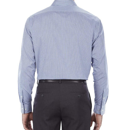 Van Heusen Men's Regular Fit Flex Collar Check Dress Shirt, Midnight, 17" Neck 34"-35" Sleeve