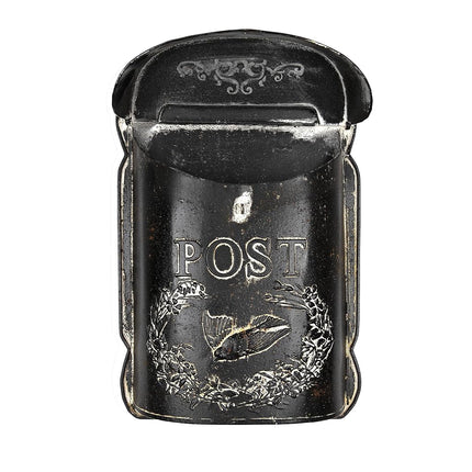 Creative Co-Op Black Embossed Tin Post Letter Box