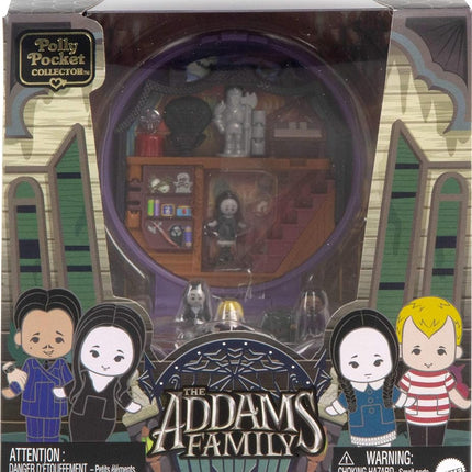 Polly Pocket Collector Playset, The Addams Family Compact with 4 Special Edition Character Dolls and 10 Accessories